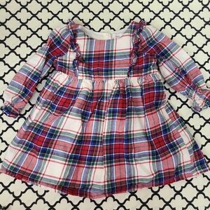 Baby Gap Cotton Plaid Long Sleeve Dress Size 12-18 Months